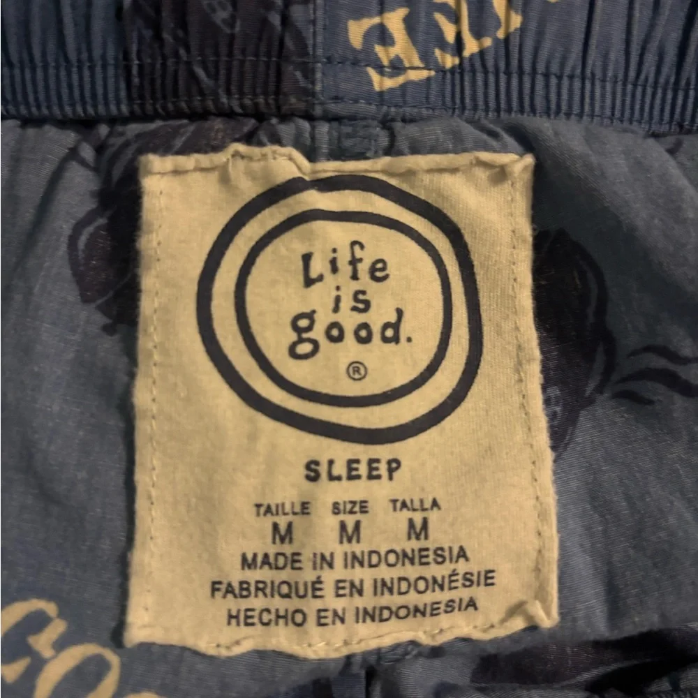 Life is Good Mens Medium Carolina Blue Navy White BBQ Pajama Pants Cotton lounge